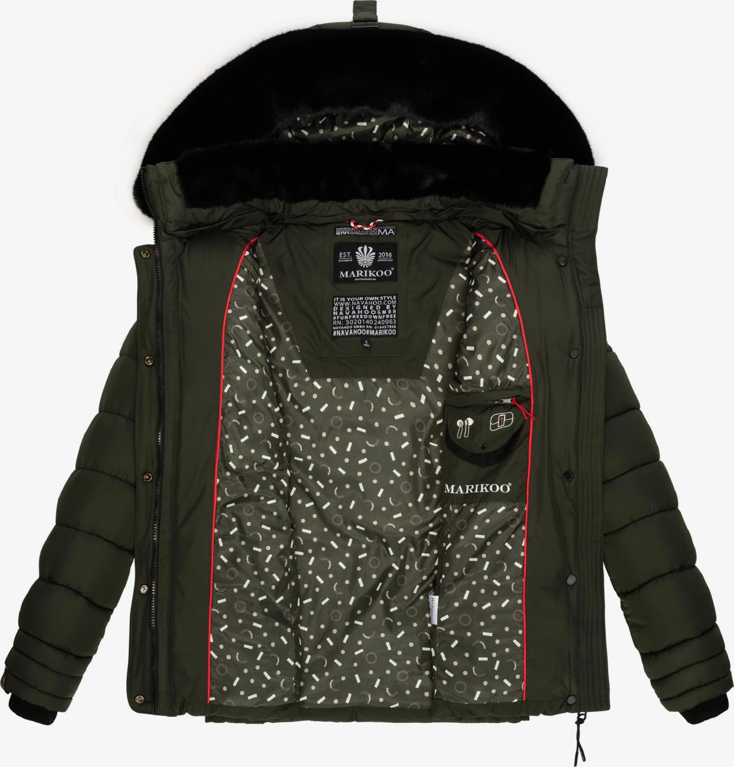Marikoo Winterjassen Winterjas Qesraa Dames Kaki 6 Marikoo Winterjassen Winterjas Qesraa Dames Kaki - Afbeelding 6