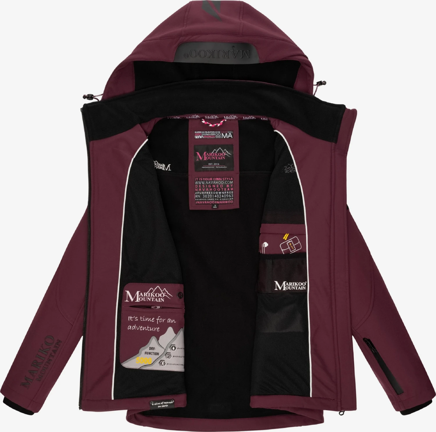 Marikoo Winterjassen Winterjas Dames Bordeaux 5 Marikoo Winterjassen Winterjas Dames Bordeaux - Afbeelding 5