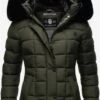 Marikoo Winterjassen Winterjas Qesraa Dames Kaki
